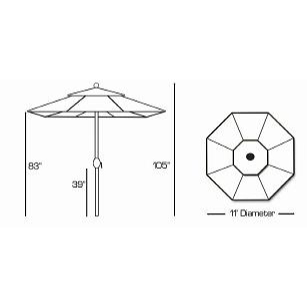 Best Selection Large Tilt Patio Umbrellas Galtech 11 FT Deluxe Auto